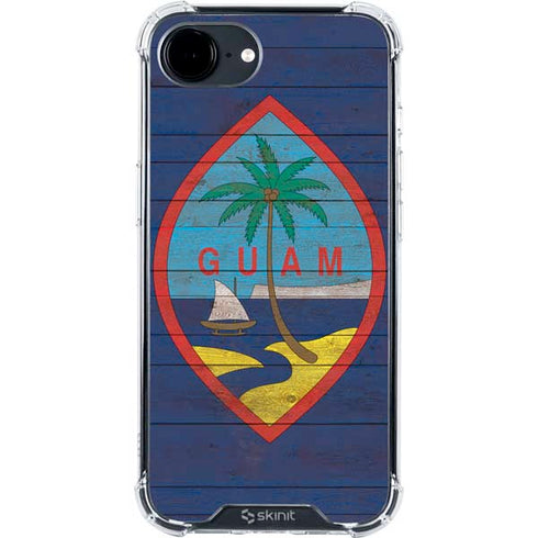 Guam Flag Dark Wood iPhone 16e Clear Case