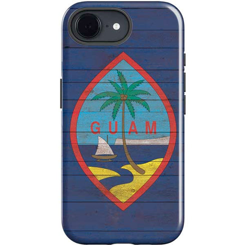 Guam Flag Dark Wood iPhone 16e Impact Case