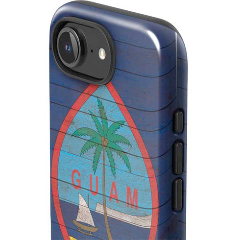 Guam Flag Dark Wood iPhone 16e Impact Case