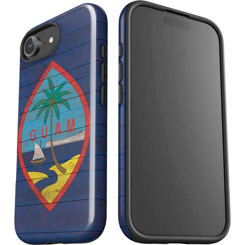 Guam Flag Dark Wood iPhone 16e Impact Case