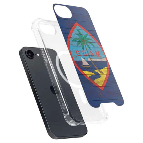 Guam Flag Dark Wood iPhone 16e MagSafe Case