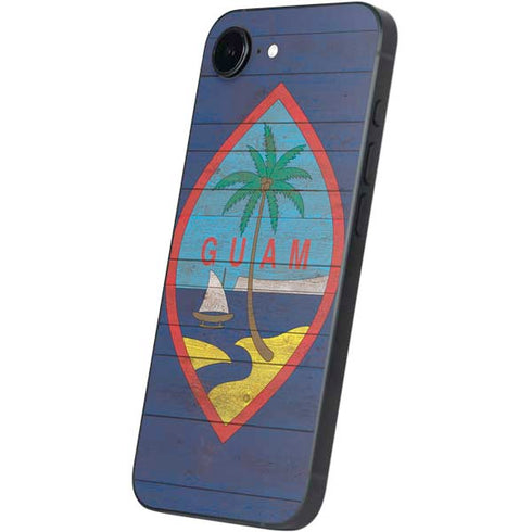 Guam Flag Dark Wood iPhone 16e Skin