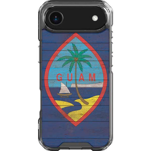 Guam Flag Dark Wood iPhone 17 Air Clear Case