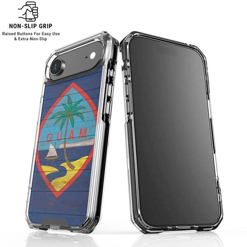 Guam Flag Dark Wood iPhone 17 Air Clear Case