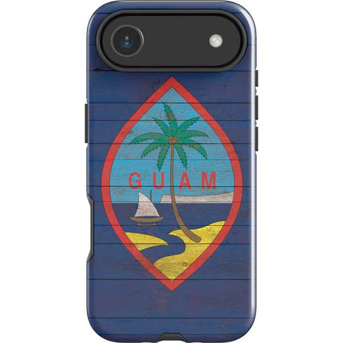Guam Flag Dark Wood iPhone 17 Air Impact Case