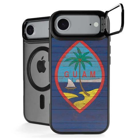 Guam Flag Dark Wood iPhone 17 Air Kickstand Case