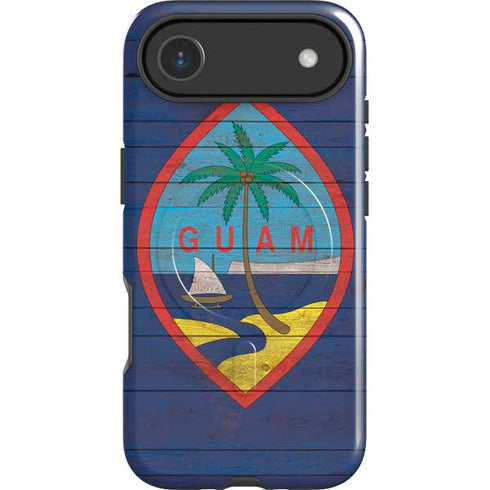 Guam Flag Dark Wood iPhone 17 Air Magsafe Impact Case