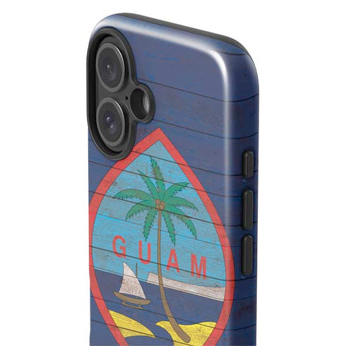 Guam Flag Dark Wood iPhone 17 Impact Case