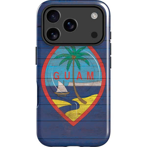 Guam Flag Dark Wood iPhone 17 Pro Max Magsafe Impact Case