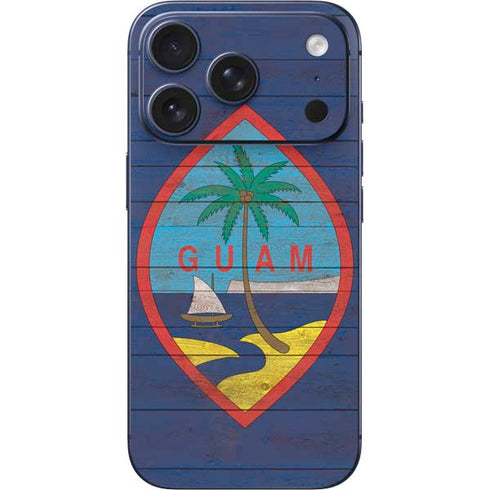 Guam Flag Dark Wood iPhone 17 Pro Max Skin