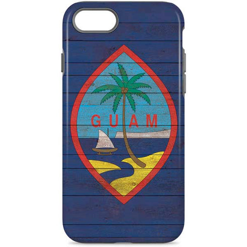 Guam Flag Dark Wood iPhone Cases