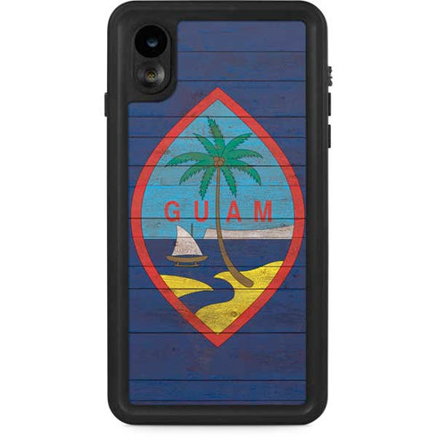Guam Flag Dark Wood iPhone Cases