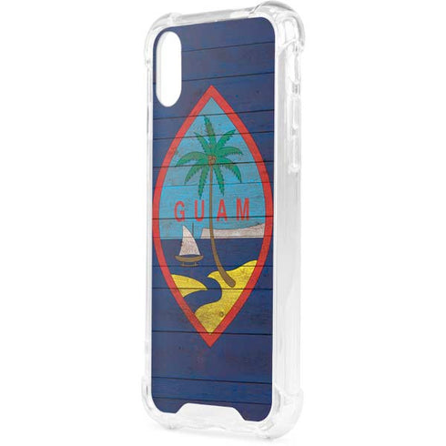 Guam Flag Dark Wood iPhone XS Clear Case