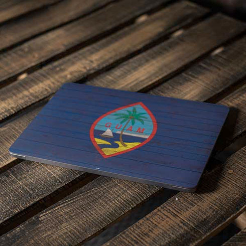 Guam Flag Dark Wood Apple MacBook Air Skin