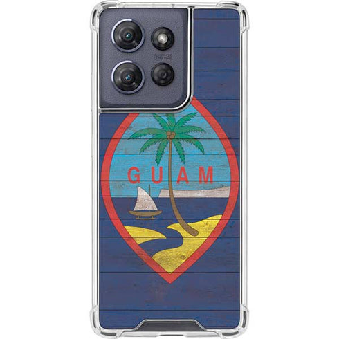 Guam Flag Dark Wood Moto G 5G (2025) Clear Case