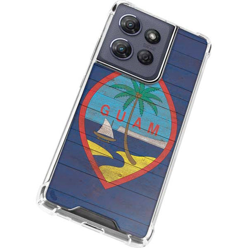 Guam Flag Dark Wood Moto G 5G (2025) Clear Case