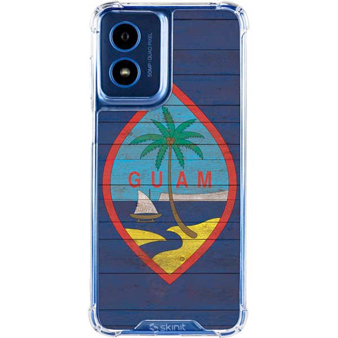 Guam Flag Dark Wood Moto G Play 4G (2024) Clear Case