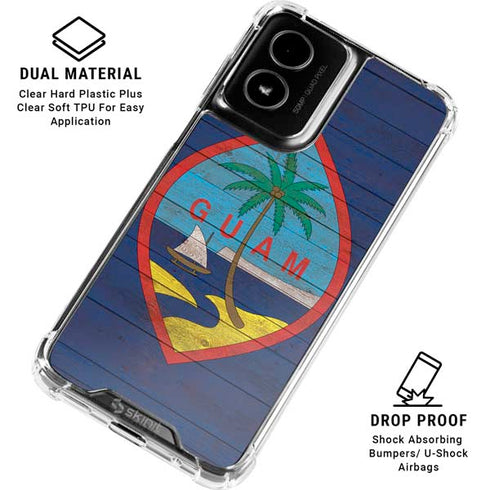 Guam Flag Dark Wood Moto G Power 5G (2024) Clear Case