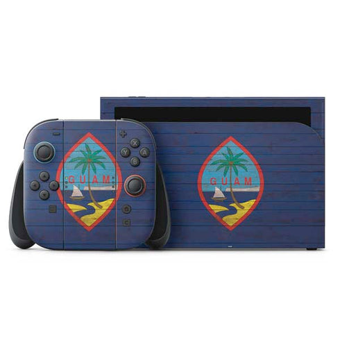 Guam Flag Dark Wood Nintendo Skins