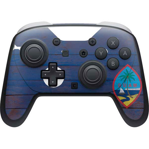 Guam Flag Dark Wood Nintendo Switch 2 (2025) Pro Controller Skin