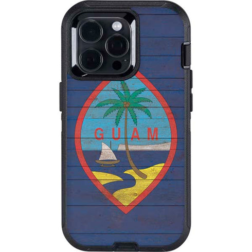 Guam Flag Dark Wood Otterbox Defender iPhone Skin