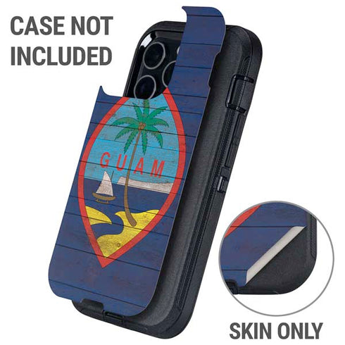 Guam Flag Dark Wood Otterbox Defender iPhone Skin