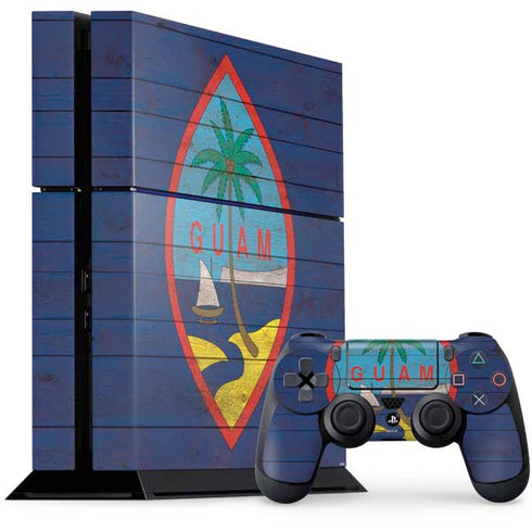 Guam Flag Dark Wood PlayStation PS4 Skins