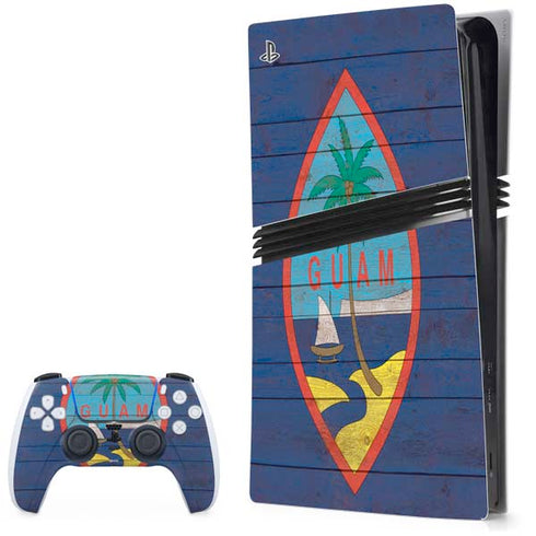 Guam Flag Dark Wood PlayStation PS5 Skins