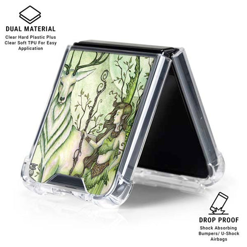 Guardian Fairy and Stag by Amy Brown Galaxy Z Flip6 Clear Case