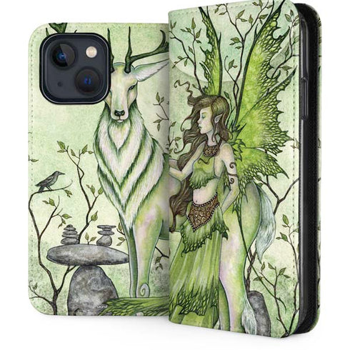 Guardian Fairy and Stag by Amy Brown iPhone 15 Plus Folio Case