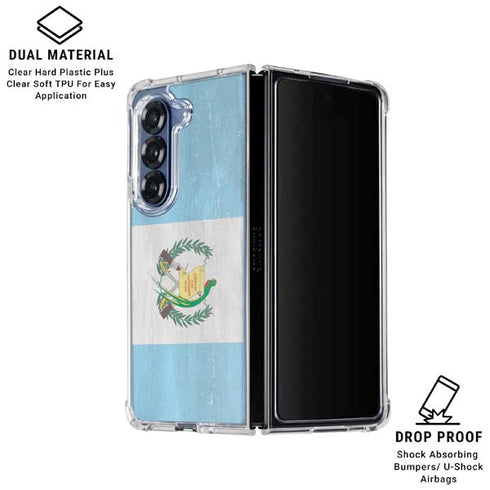 Guatemala Flag Distressed Galaxy Z Fold6 Clear Case
