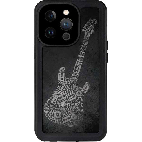 Guitar Pattern iPhone 15 Pro Waterproof Case