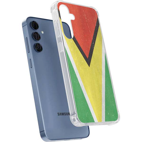 Guyana Flag Distressed Galaxy A35 5G Clear Case