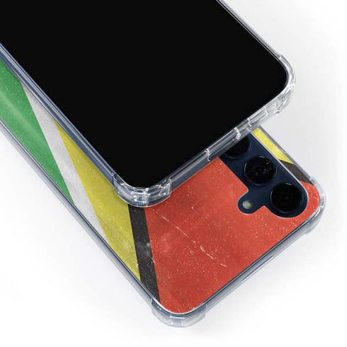 Guyana Flag Distressed Galaxy A35 5G Clear Case