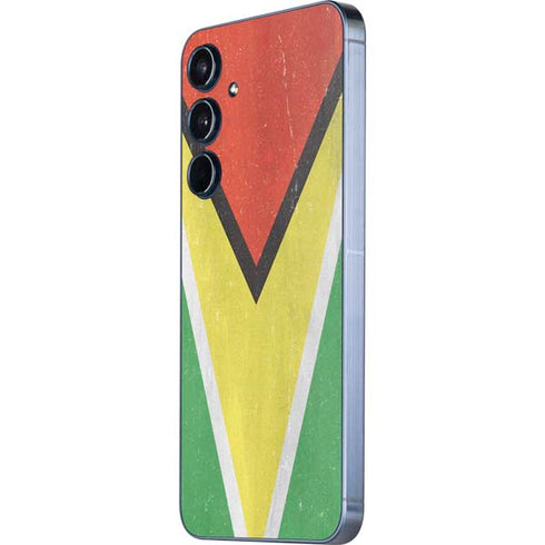 Guyana Flag Distressed Galaxy A55 5G Skin