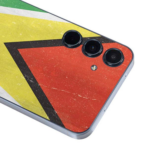 Guyana Flag Distressed Galaxy A55 5G Skin