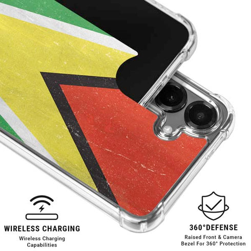 Guyana Flag Distressed Galaxy S26 Clear Case