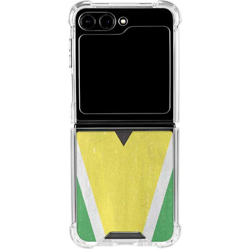 Guyana Flag Distressed Galaxy Z Flip6 Clear Case