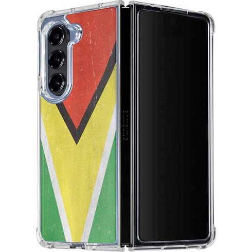 Guyana Flag Distressed Galaxy Z Fold5 5G Clear Case