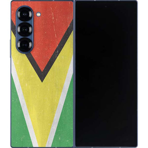 Guyana Flag Distressed Galaxy Z Fold6 Skin