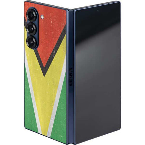 Guyana Flag Distressed Galaxy Z Fold6 Skin