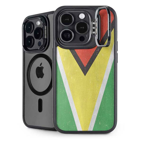 Guyana Flag Distressed iPhone 14 Pro Max Kickstand Case