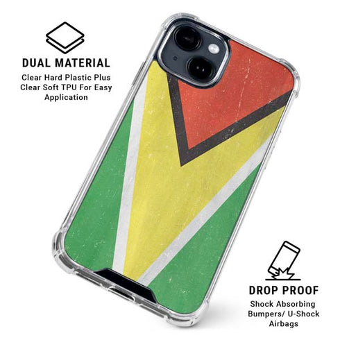 Guyana Flag Distressed iPhone 15 Clear Case