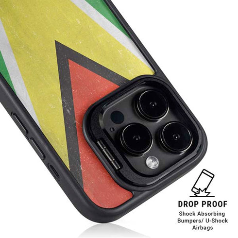 Guyana Flag Distressed iPhone 15 Pro Max Kickstand Case