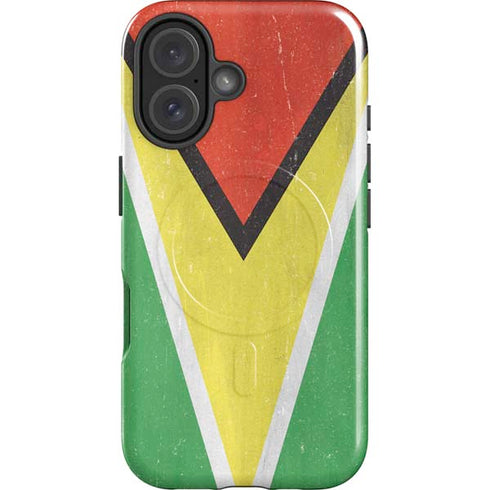 Guyana Flag Distressed iPhone 16 Magsafe Impact Case