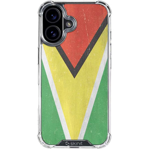 Guyana Flag Distressed iPhone 16 Plus Clear Case