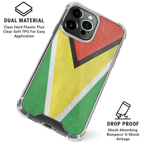 Guyana Flag Distressed iPhone 16 Pro Clear Case