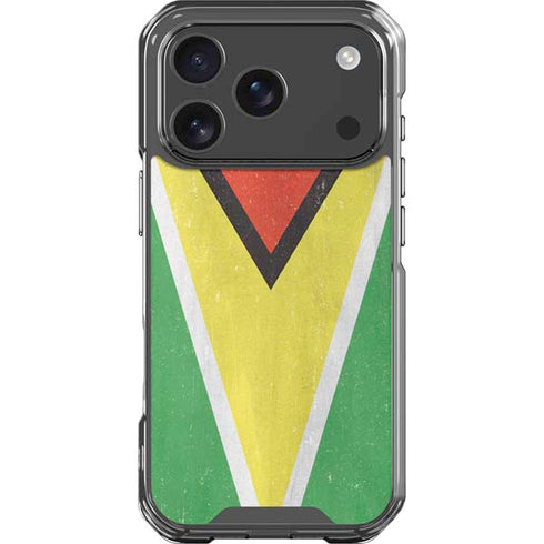 Guyana Flag Distressed iPhone 18 Pro Clear Case
