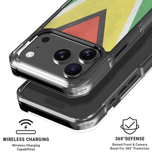 Guyana Flag Distressed iPhone 18 Pro Clear Case