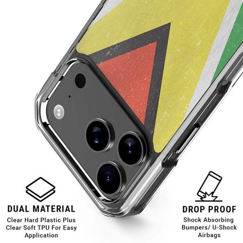 Guyana Flag Distressed iPhone 18 Pro Clear Case